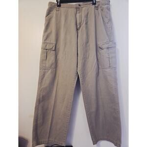 Wrangler Cargo Pants Tan Sz 36x30 Multi-Pocket Cotton Workwear Relaxed Comfy